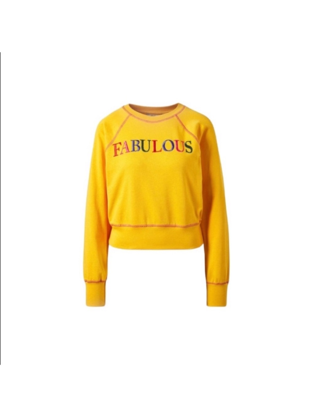 C & A Buying co casual yellow long sleeve embroidery rainbow sweatshirt large - Picture 2 of 12